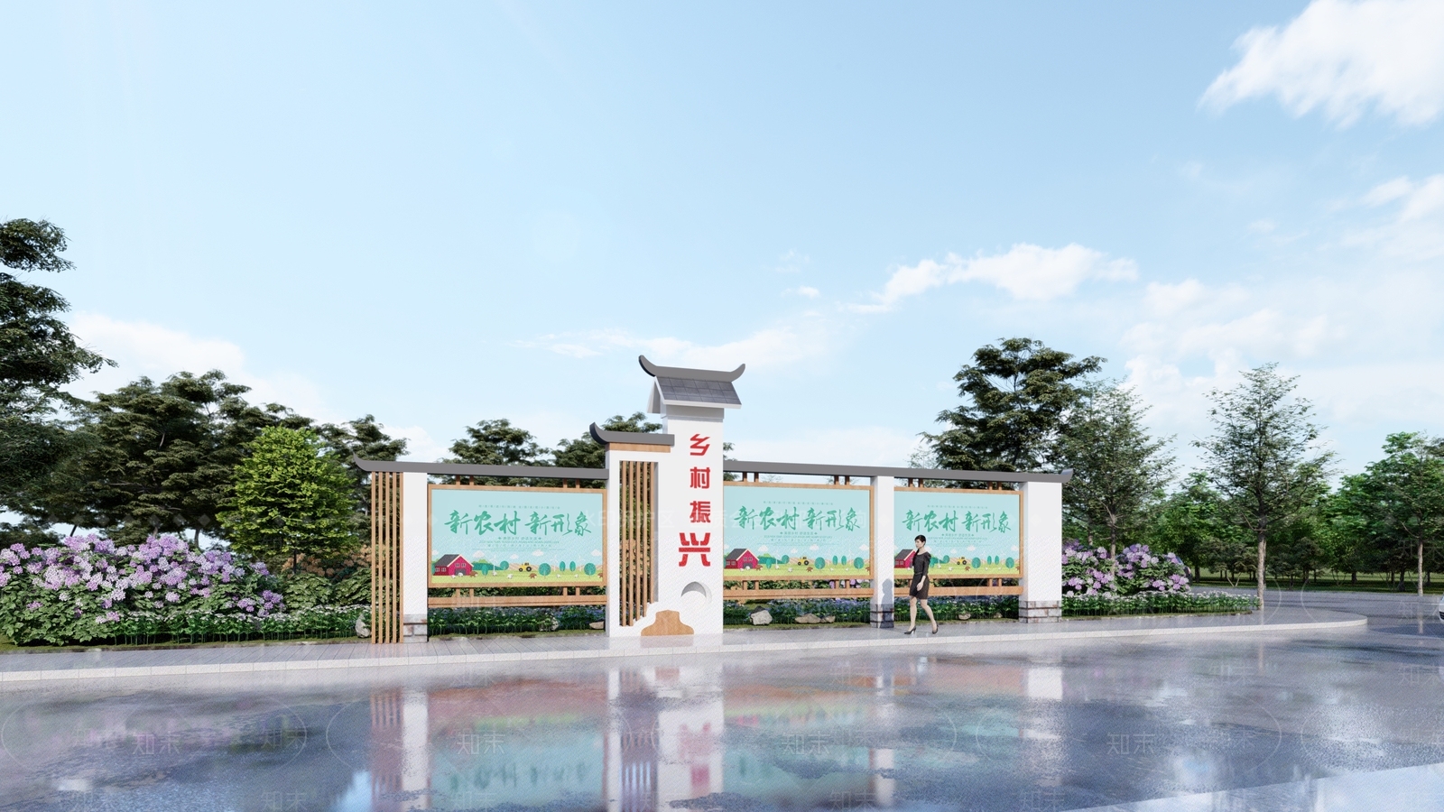 新中式宣传栏SU模型下载【ID:1178991760】