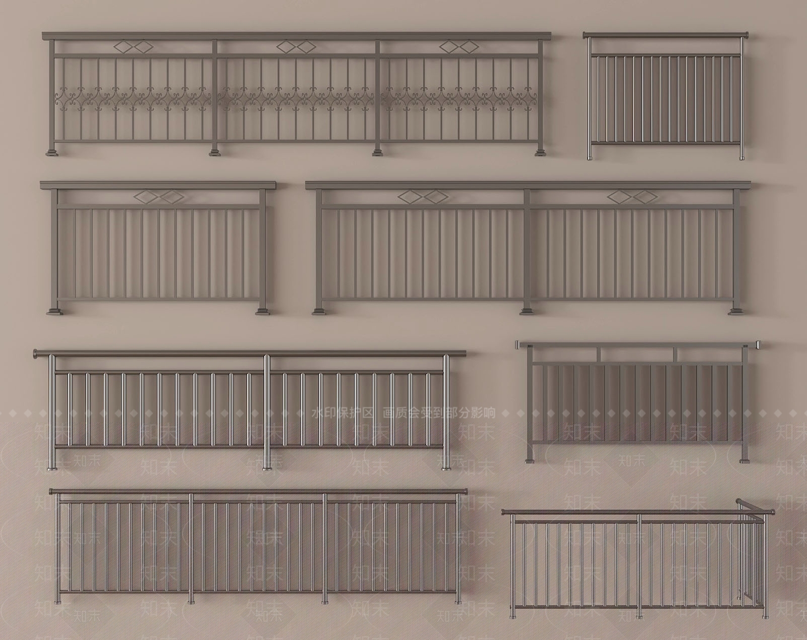 现代栏杆3D模型下载【ID:1178996691】