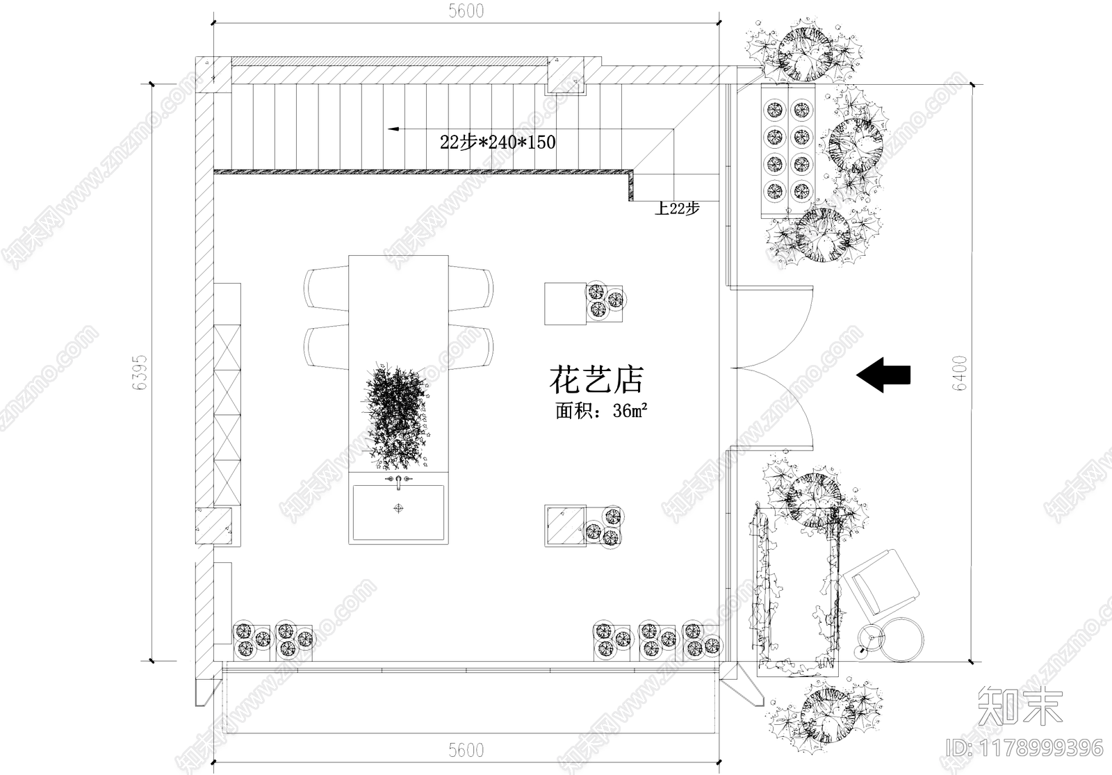 花店cad施工图下载【ID:1178999396】