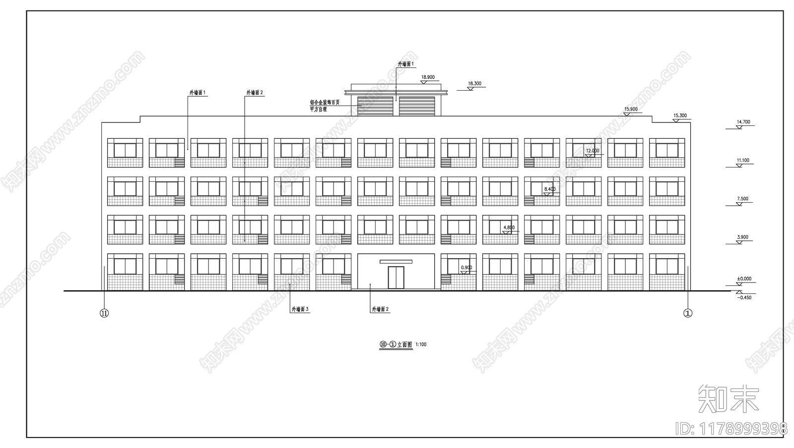 现代办公楼建筑cad施工图下载【ID:1178999398】