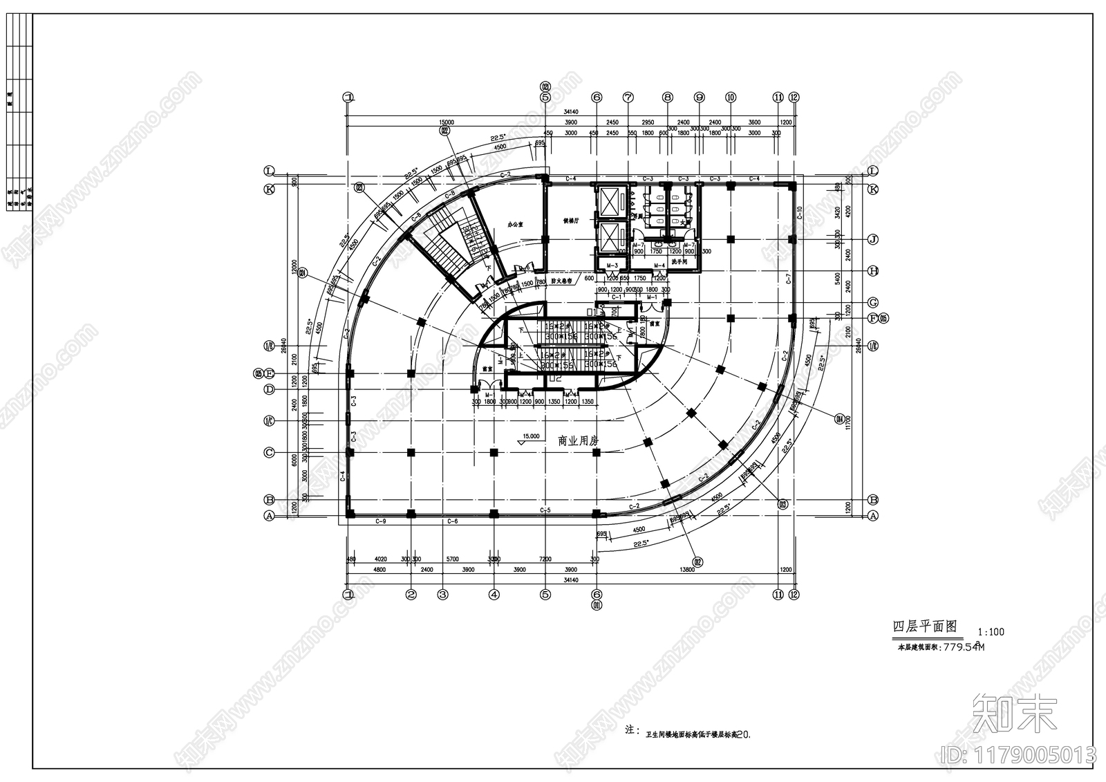 现代酒店建筑cad施工图下载【ID:1179005013】