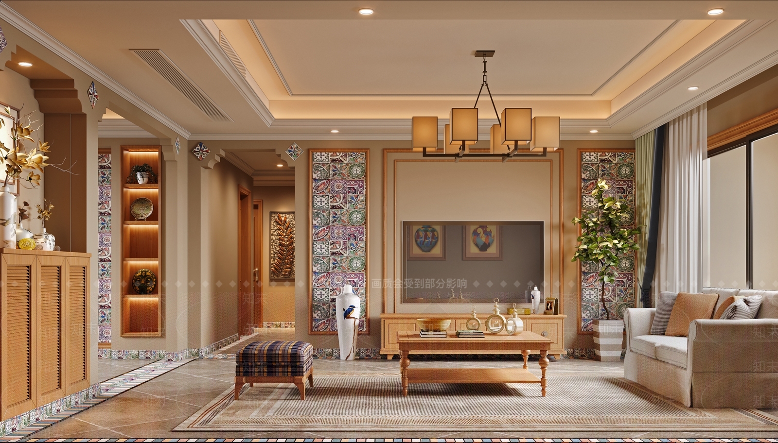 美式简欧家居客厅3D模型下载【ID:1179015231】