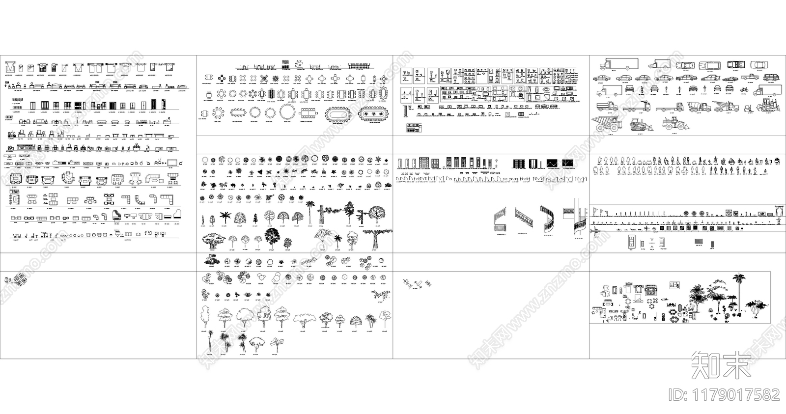 现代综合家具图库cad施工图下载【ID:1179017582】