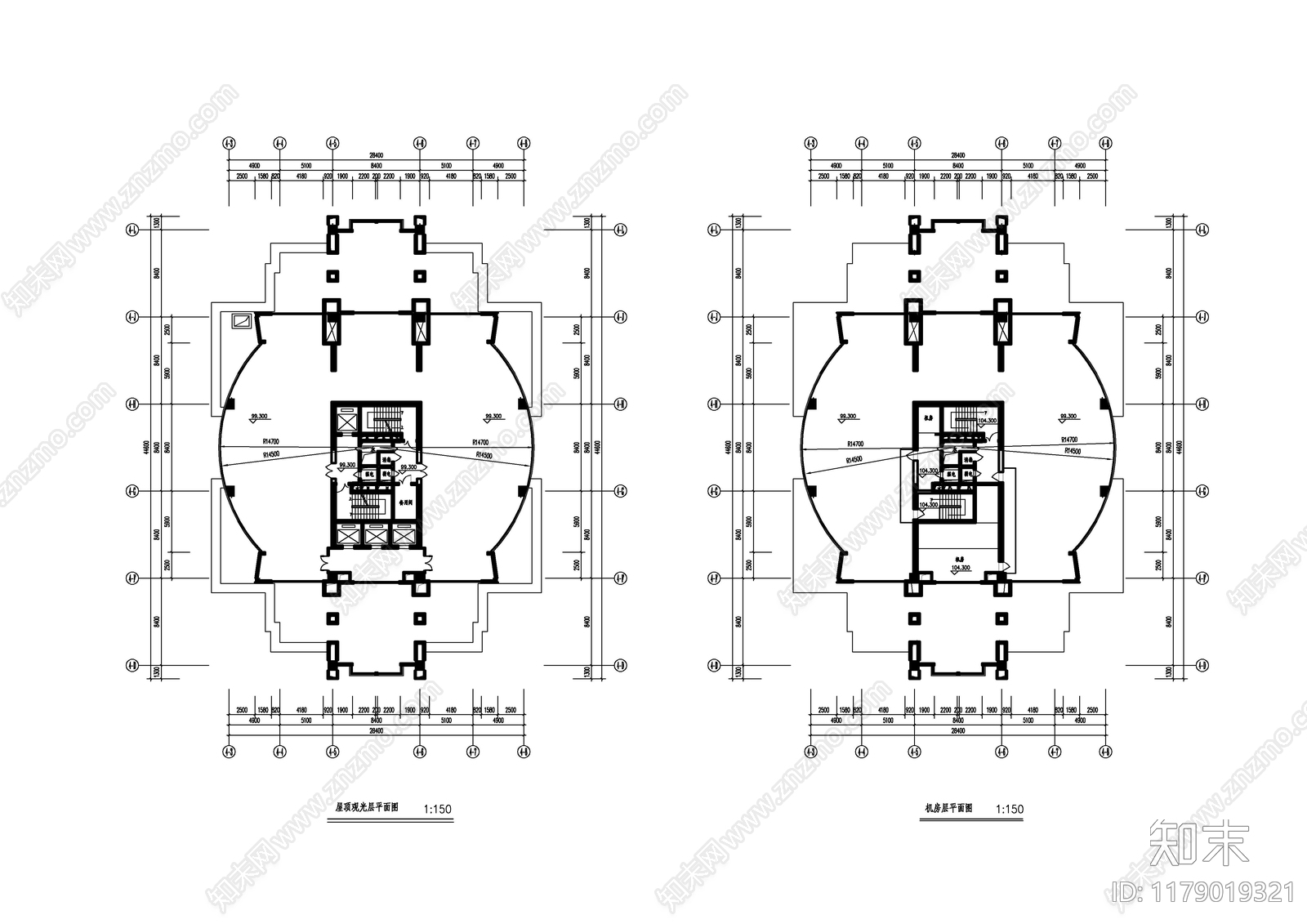 现代酒店建筑cad施工图下载【ID:1179019321】