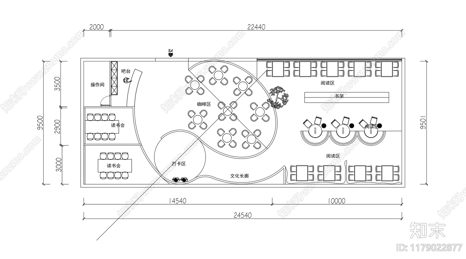 现代图书馆cad施工图下载【ID:1179022877】