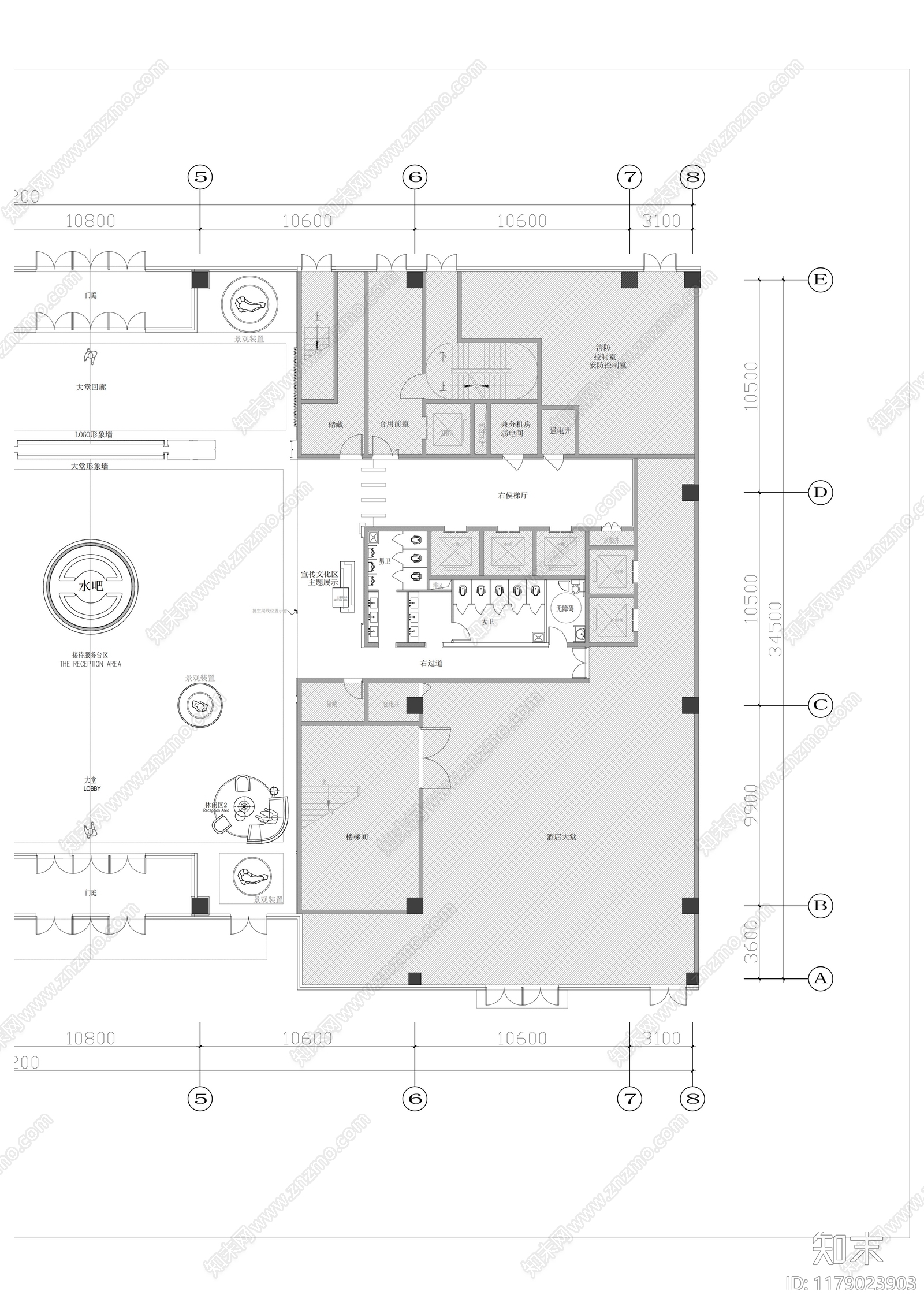 现代大厅cad施工图下载【ID:1179023903】