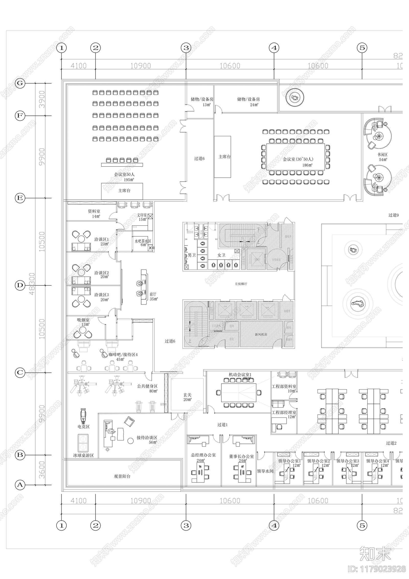 现代整体办公空间cad施工图下载【ID:1179023928】