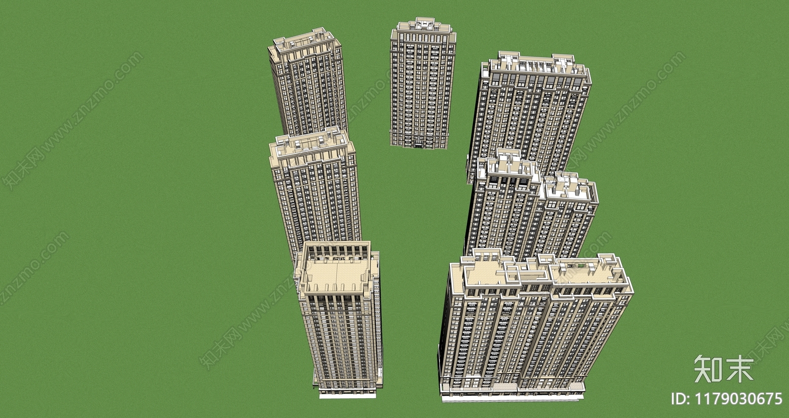 简欧高层住宅SU模型下载【ID:1179030675】