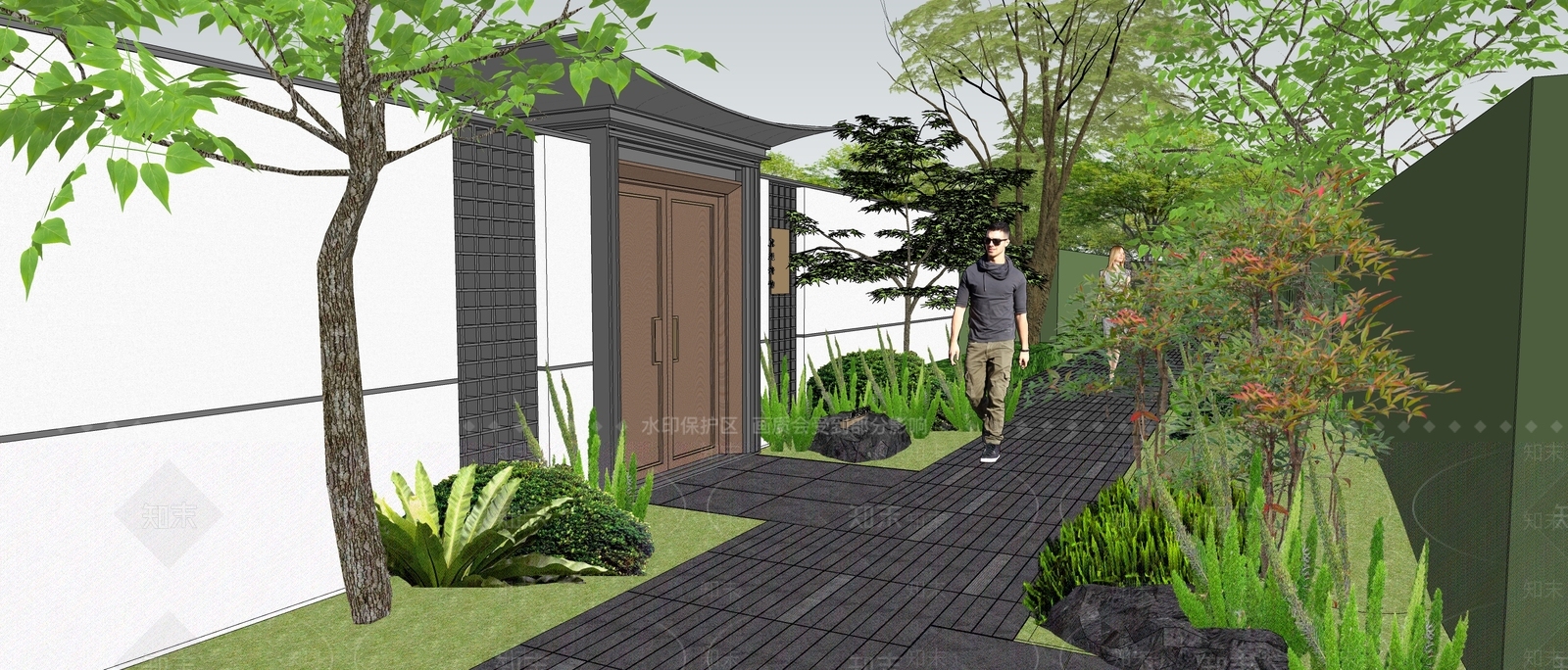 新中式小区景观SU模型下载【ID:1179034650】