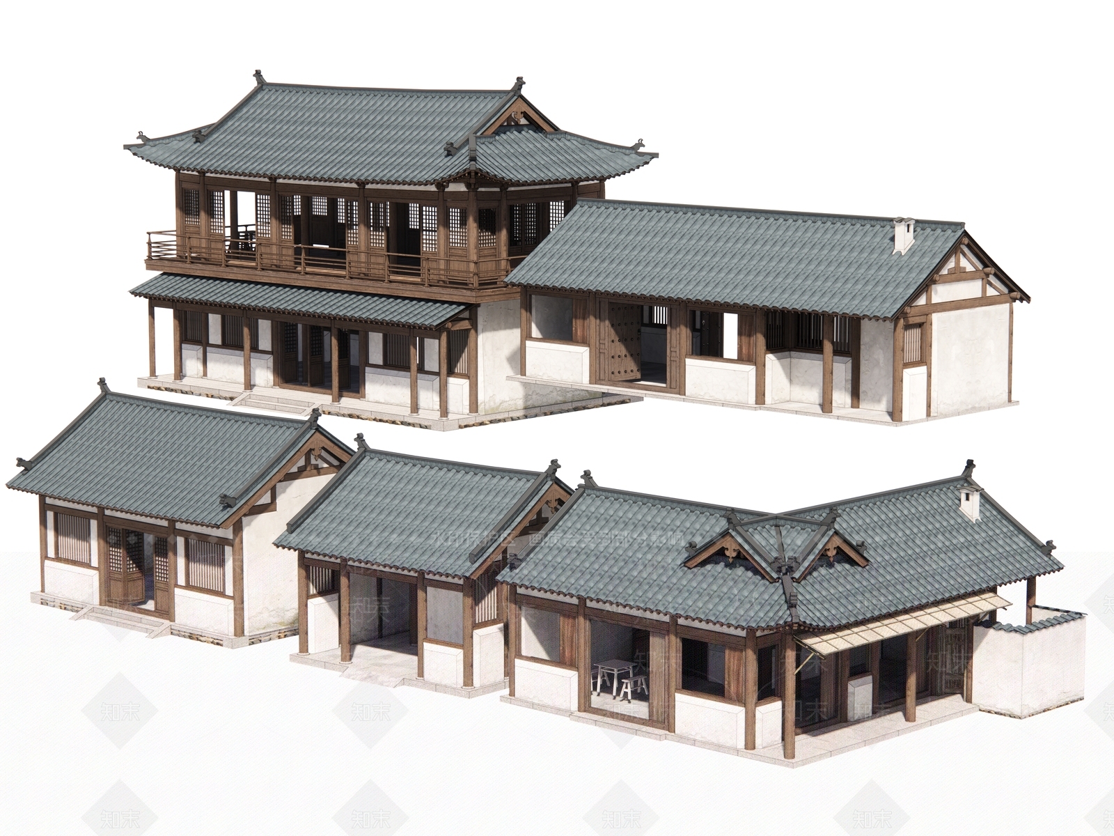 中式古建筑SU模型下载【ID:1179035921】