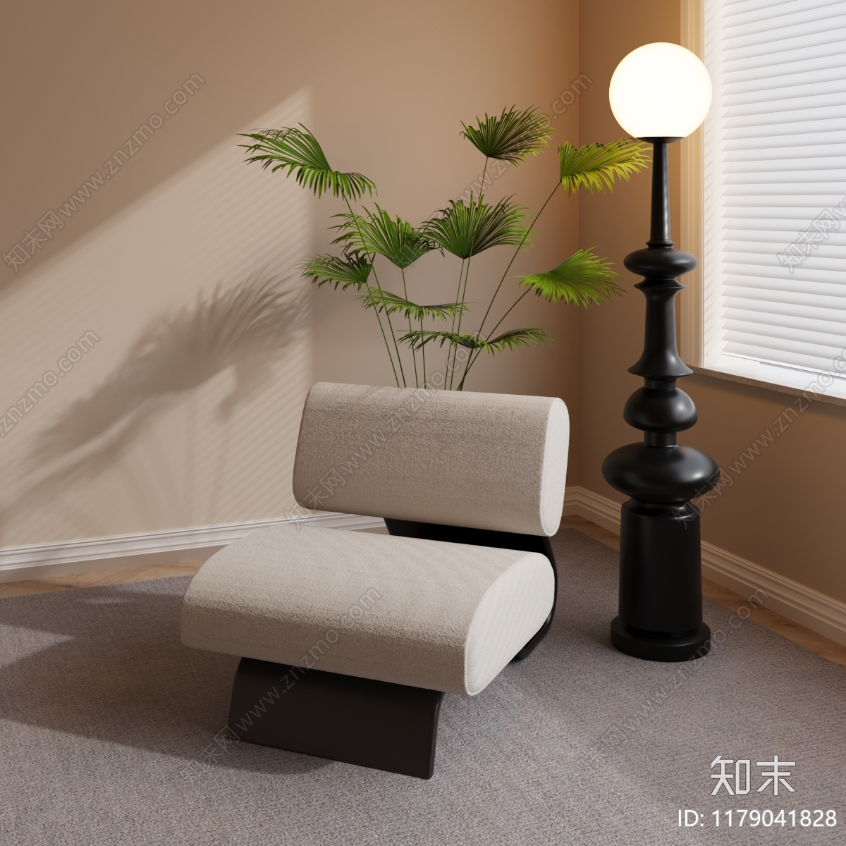 复古侘寂单人沙发3D模型下载【ID:1179041828】