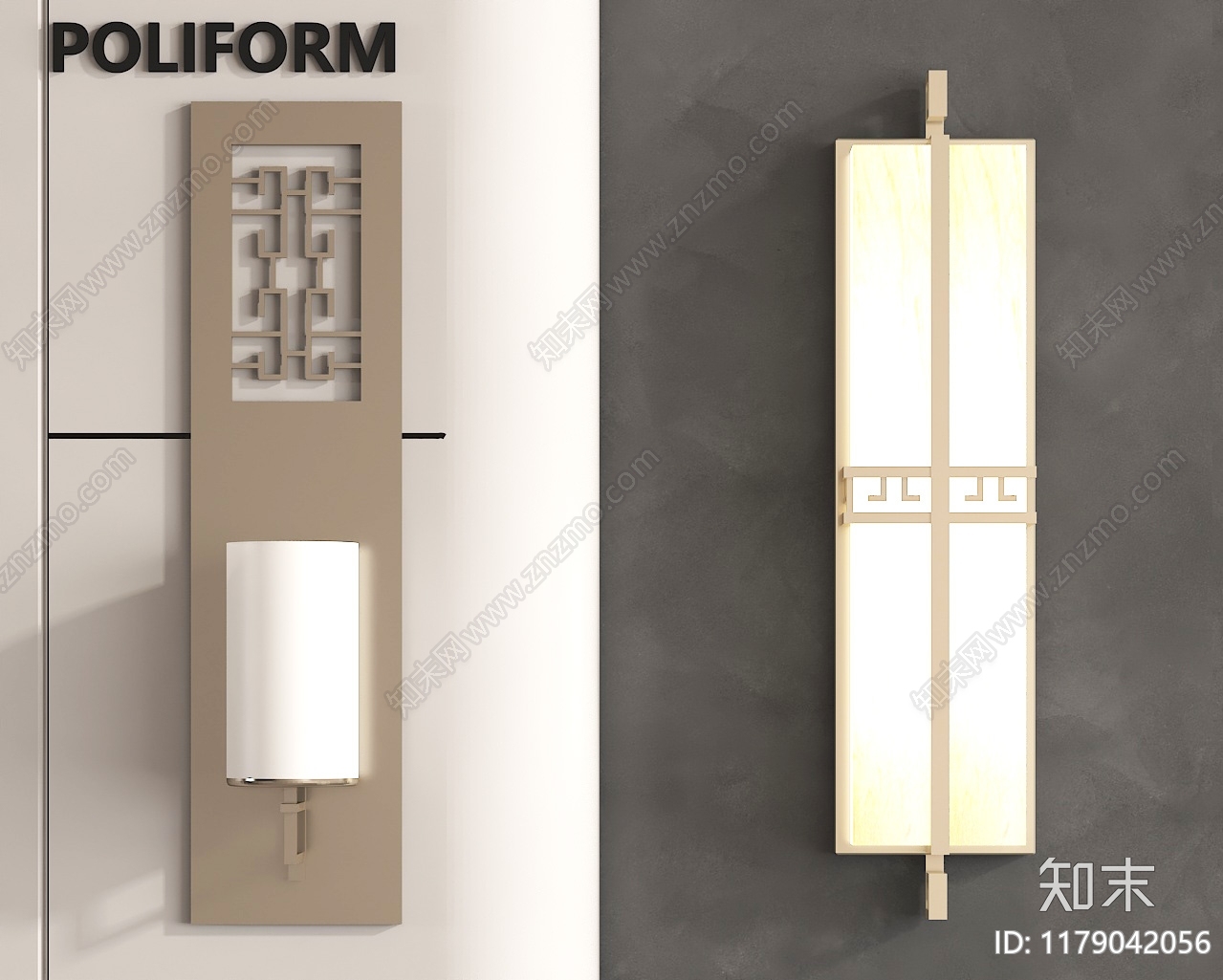 现代中式壁灯3D模型下载【ID:1179042056】