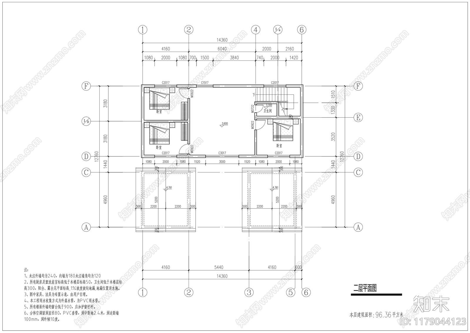 中式别墅建筑施工图下载【ID:1179044123】