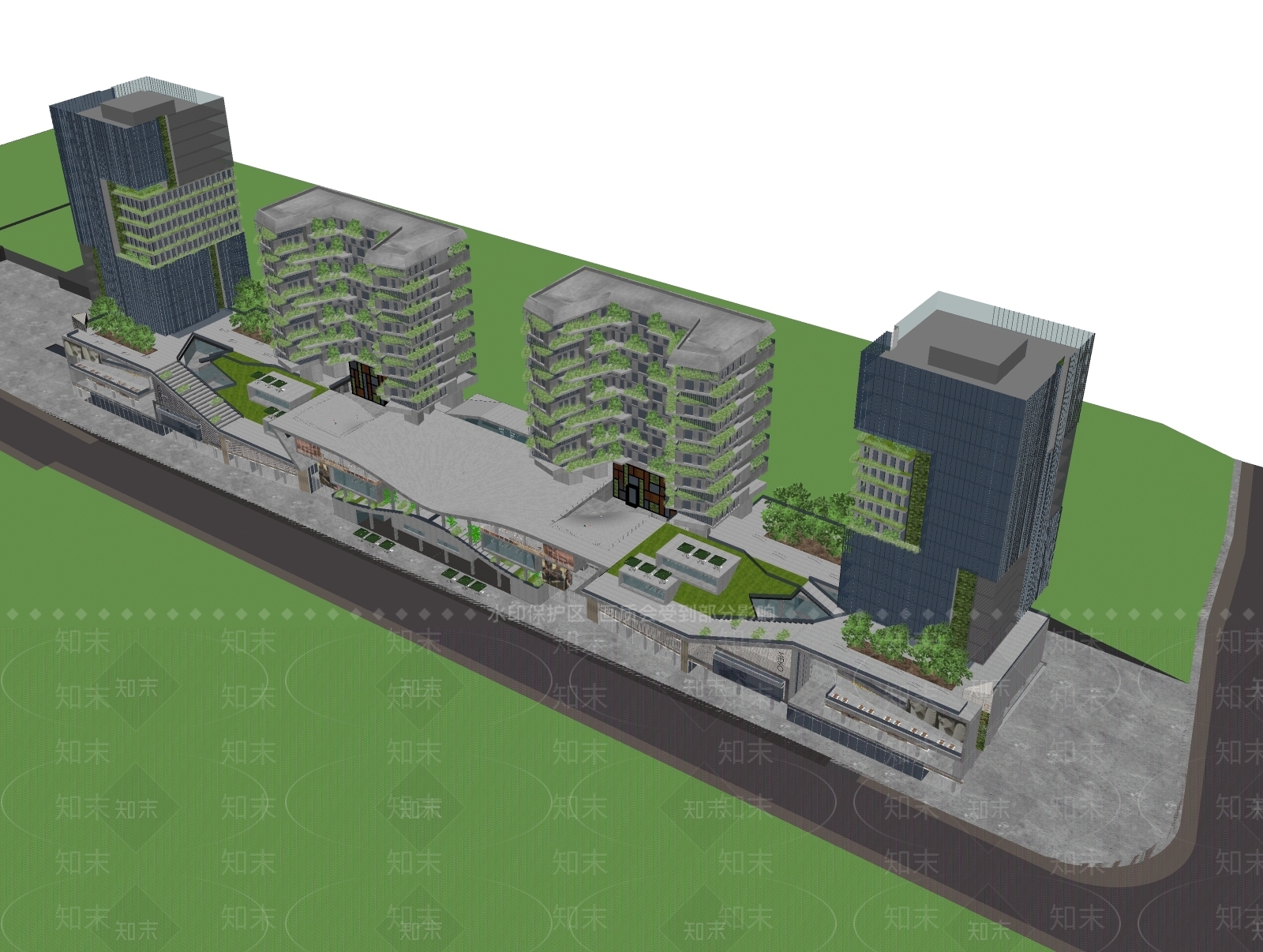 现代商场建筑SU模型下载【ID:1179044905】