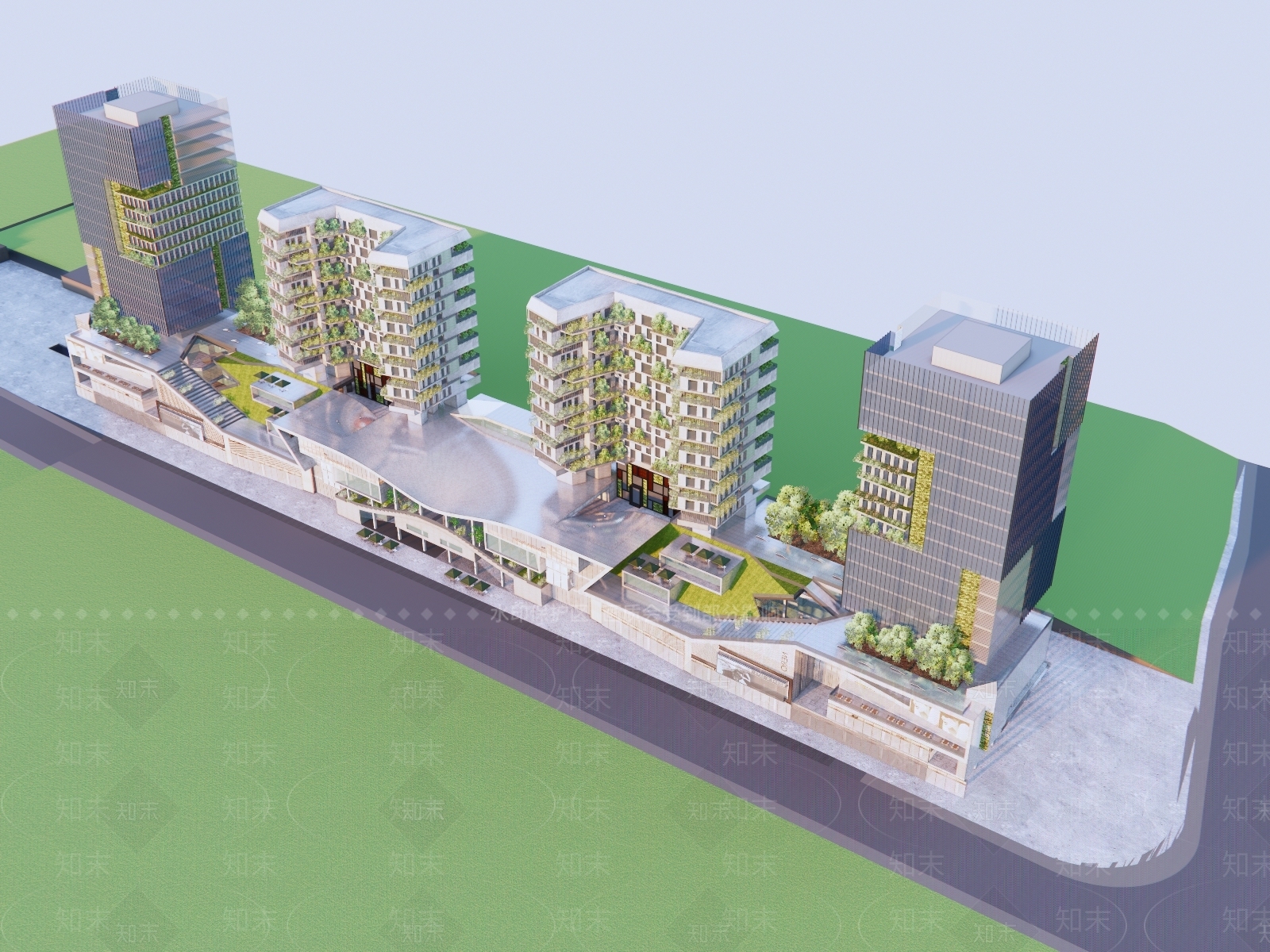 现代商场建筑SU模型下载【ID:1179044905】