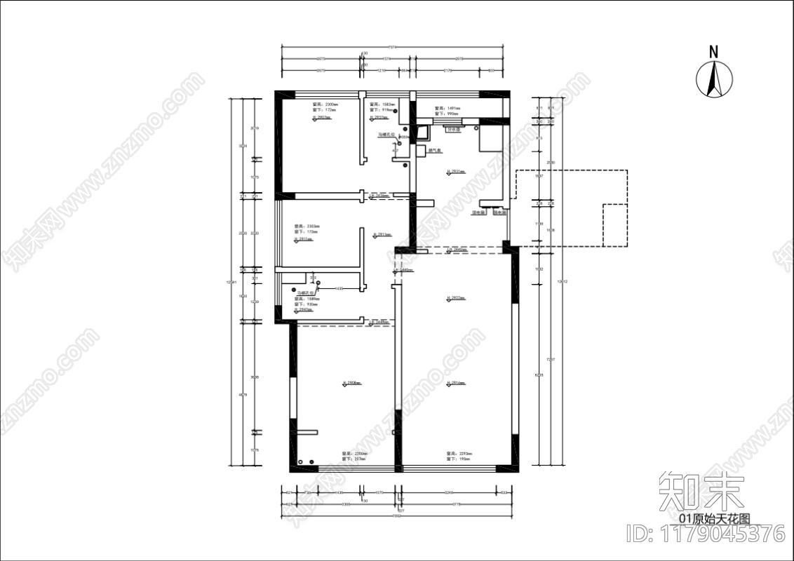 平层cad施工图下载【ID:1179045376】