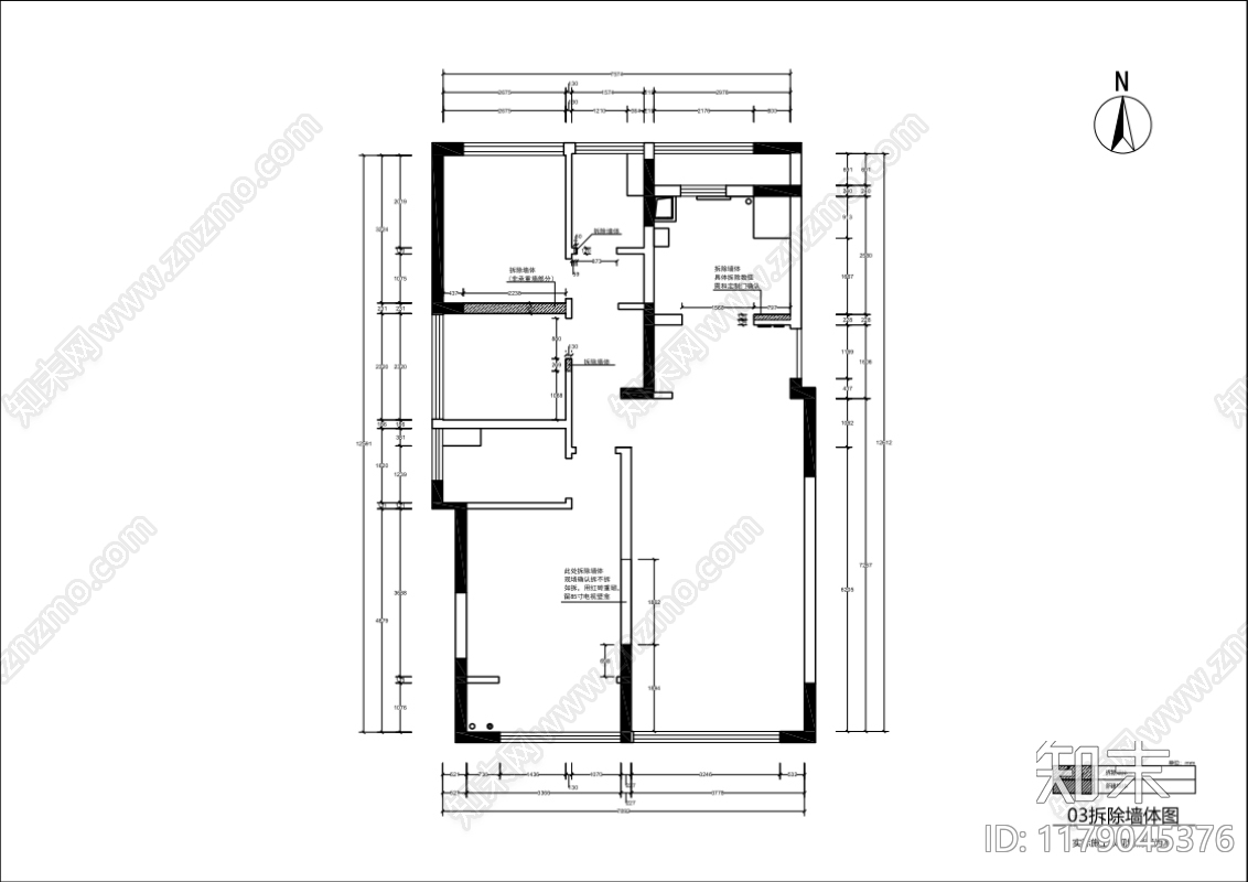 平层cad施工图下载【ID:1179045376】