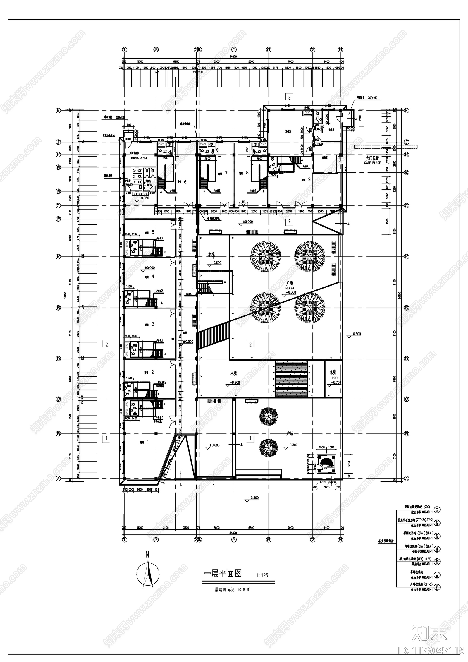 现代商业街cad施工图下载【ID:1179047116】