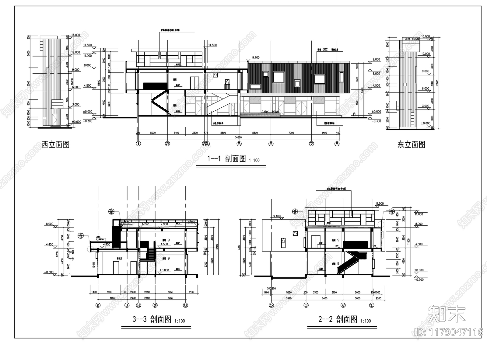 现代商业街cad施工图下载【ID:1179047116】