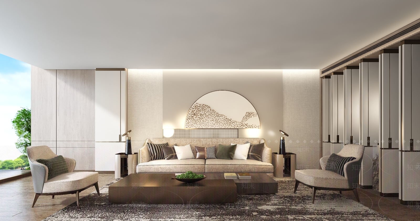 现代新中式家居客厅3D模型下载【ID:1179049665】