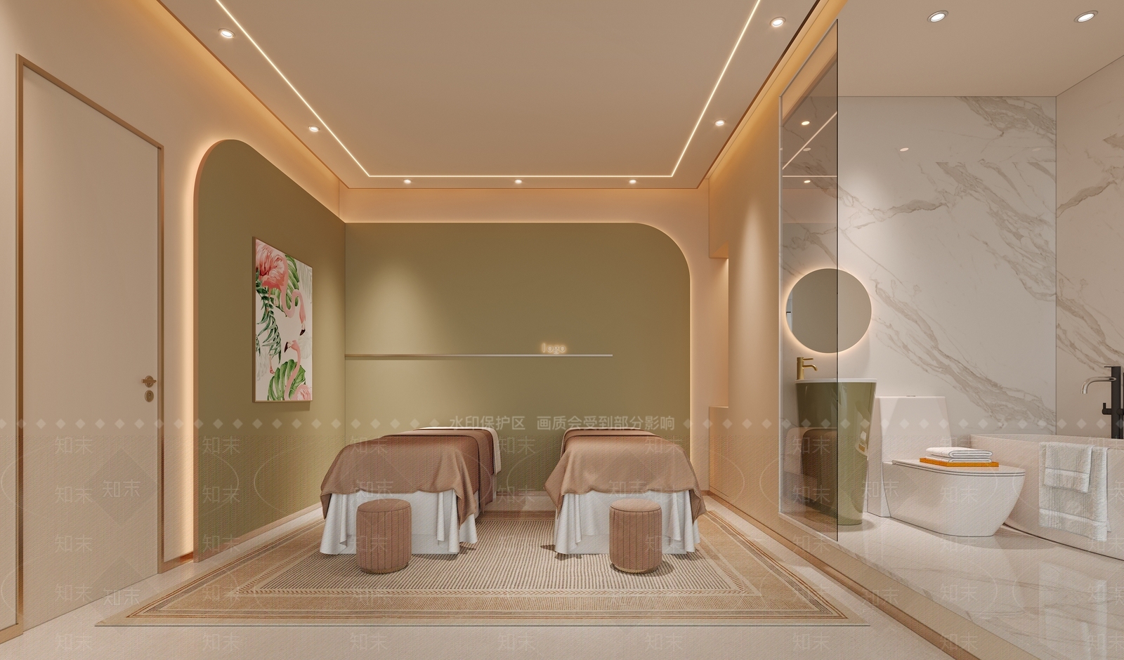 现代奶油美容院3D模型下载【ID:1179049347】