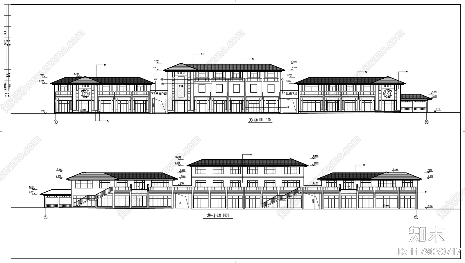 现代商业街cad施工图下载【ID:1179050717】