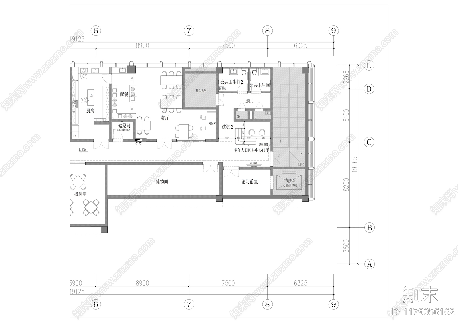 现代养老院cad施工图下载【ID:1179056162】