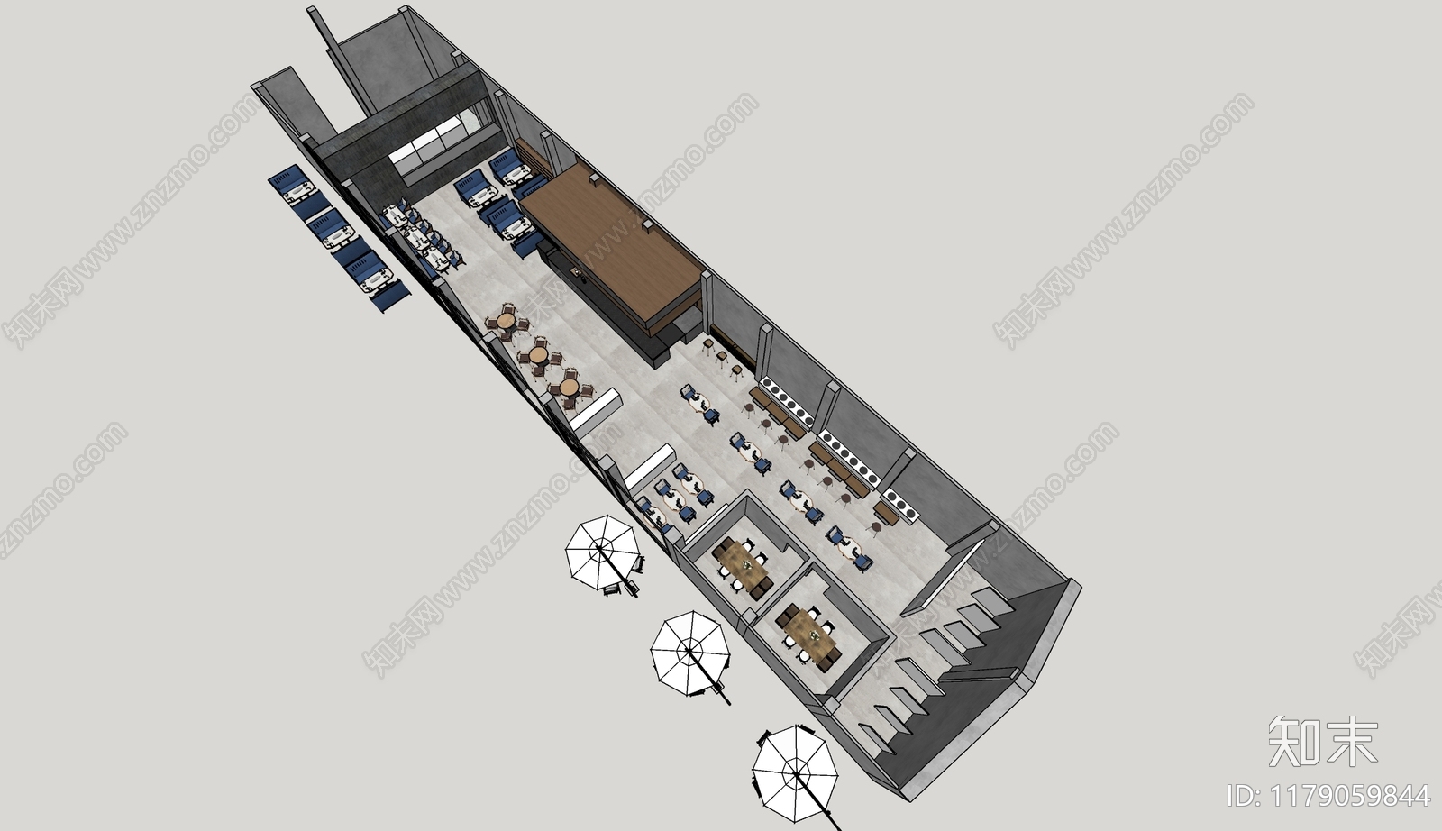 工业咖啡厅SU模型下载【ID:1179059844】