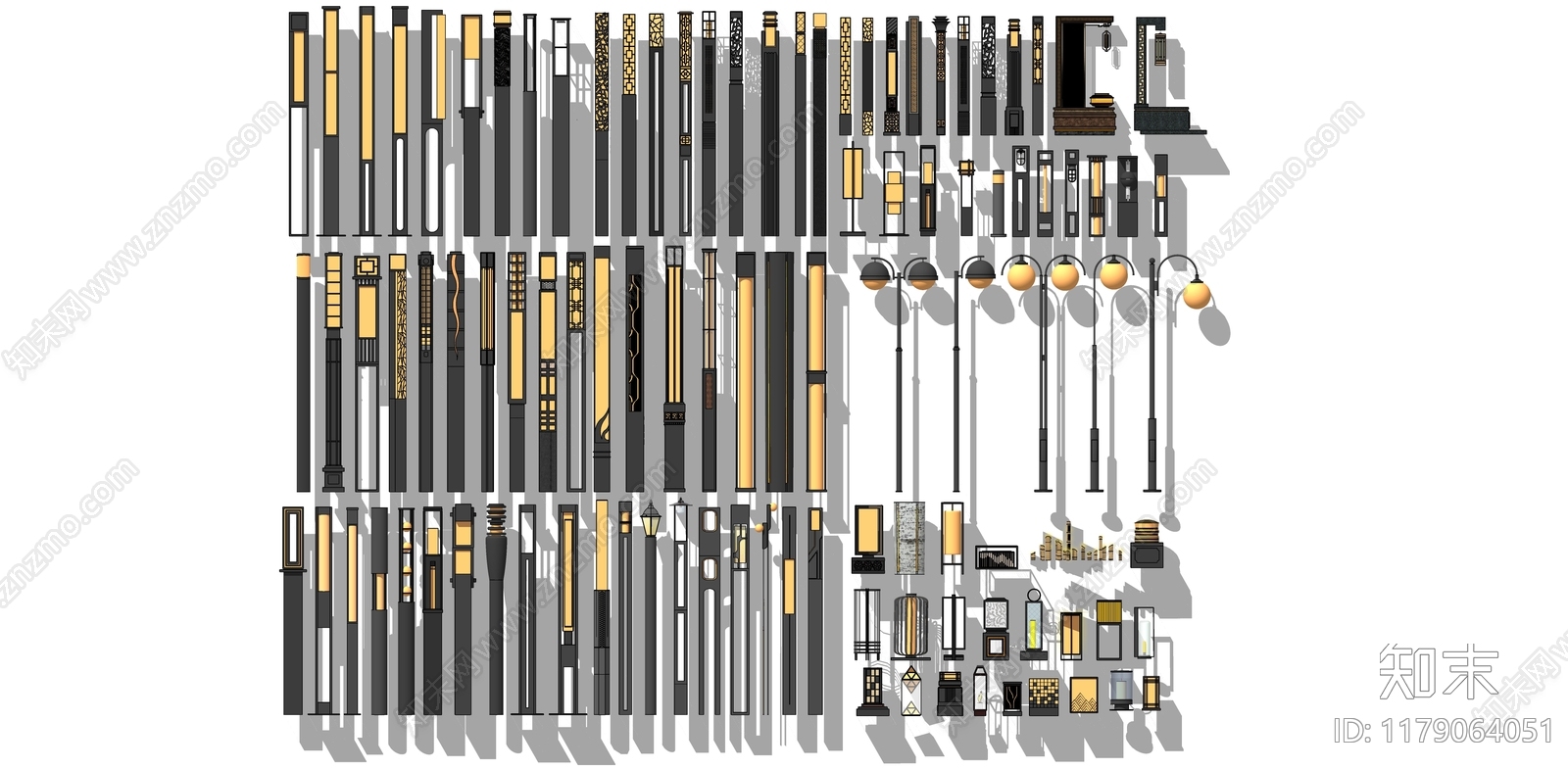 现代欧式路灯SU模型下载【ID:1179064051】