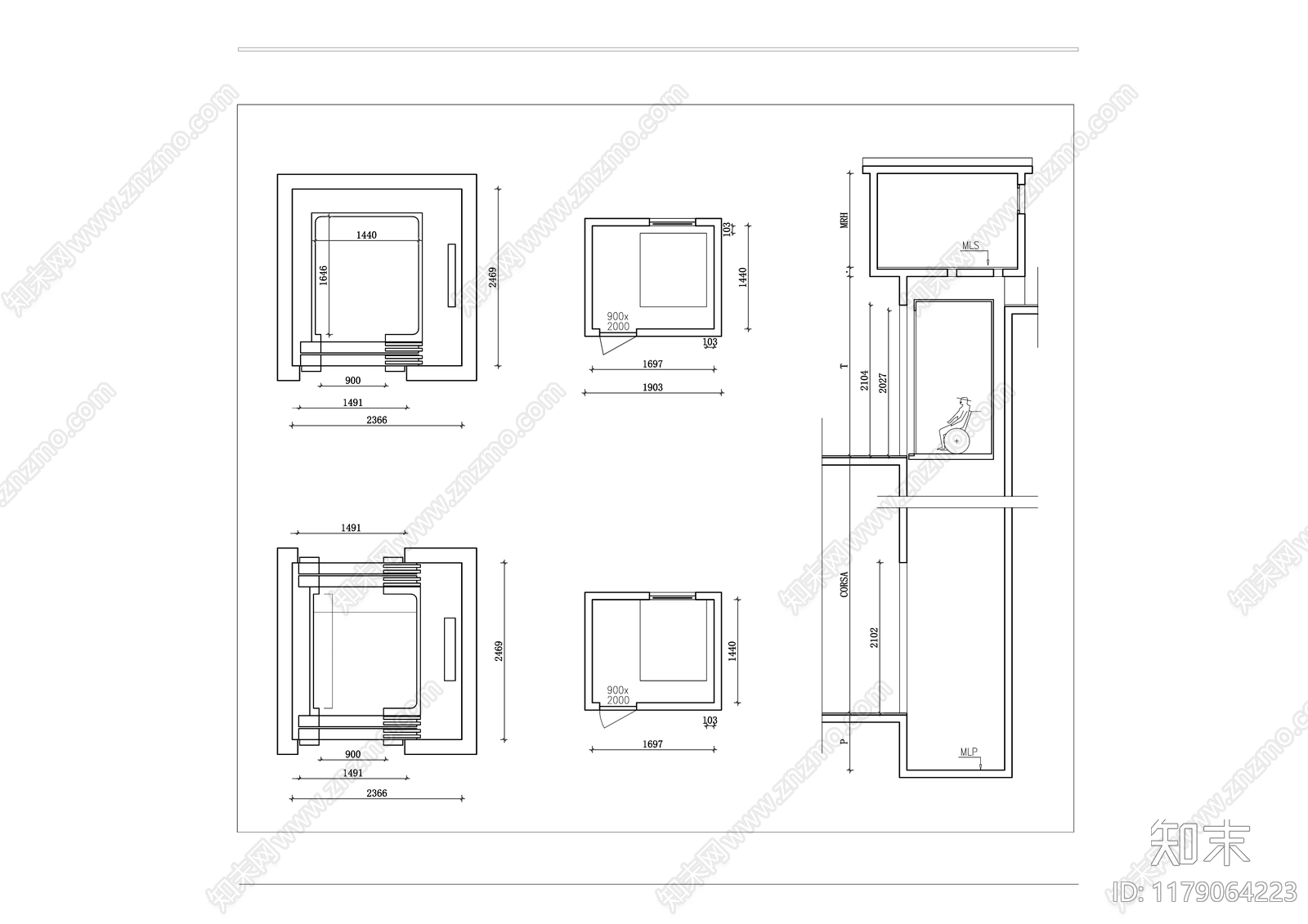 现代电梯厅cad施工图下载【ID:1179064223】