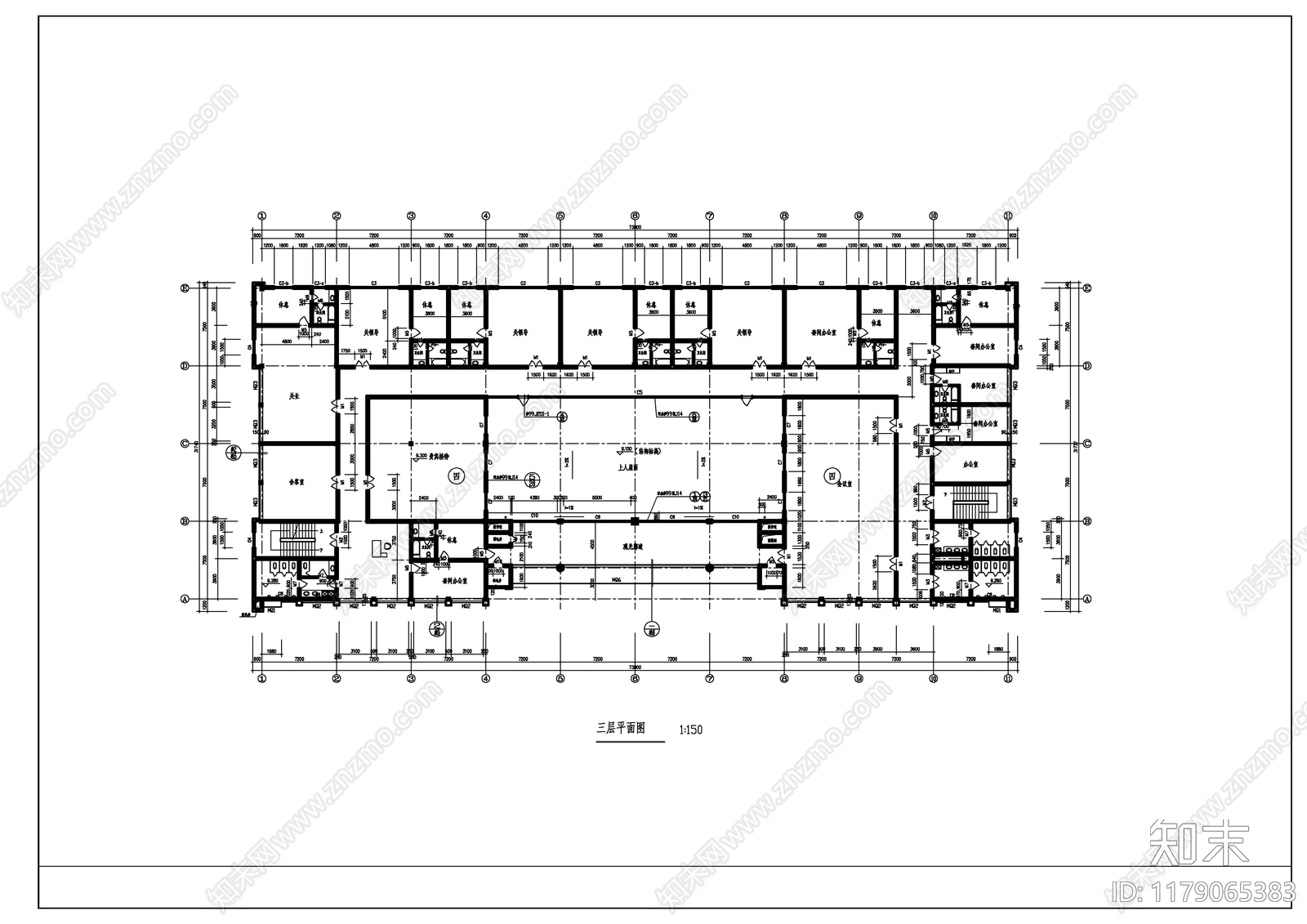 现代办公楼建筑cad施工图下载【ID:1179065383】