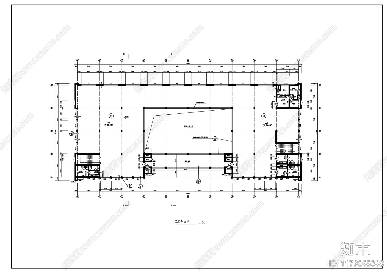 现代办公楼建筑cad施工图下载【ID:1179065383】