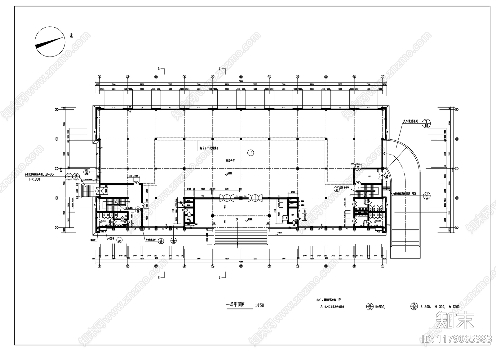 现代办公楼建筑cad施工图下载【ID:1179065383】