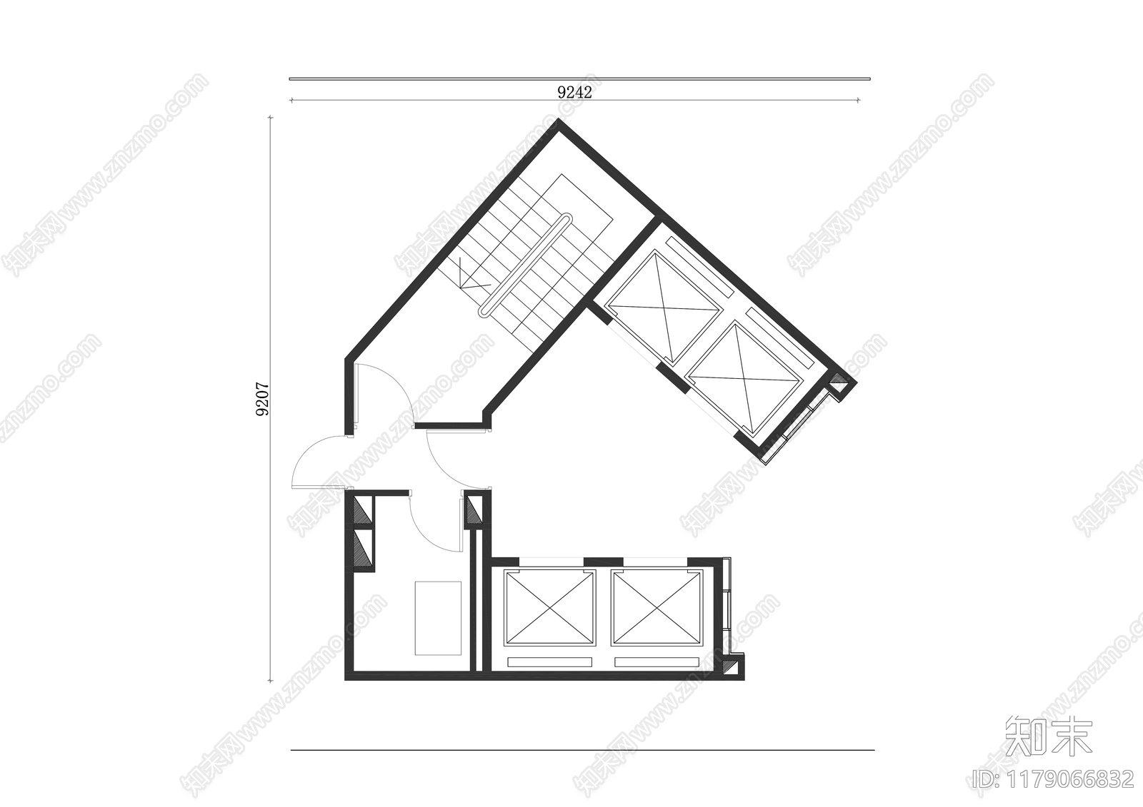 现代电梯厅cad施工图下载【ID:1179066832】