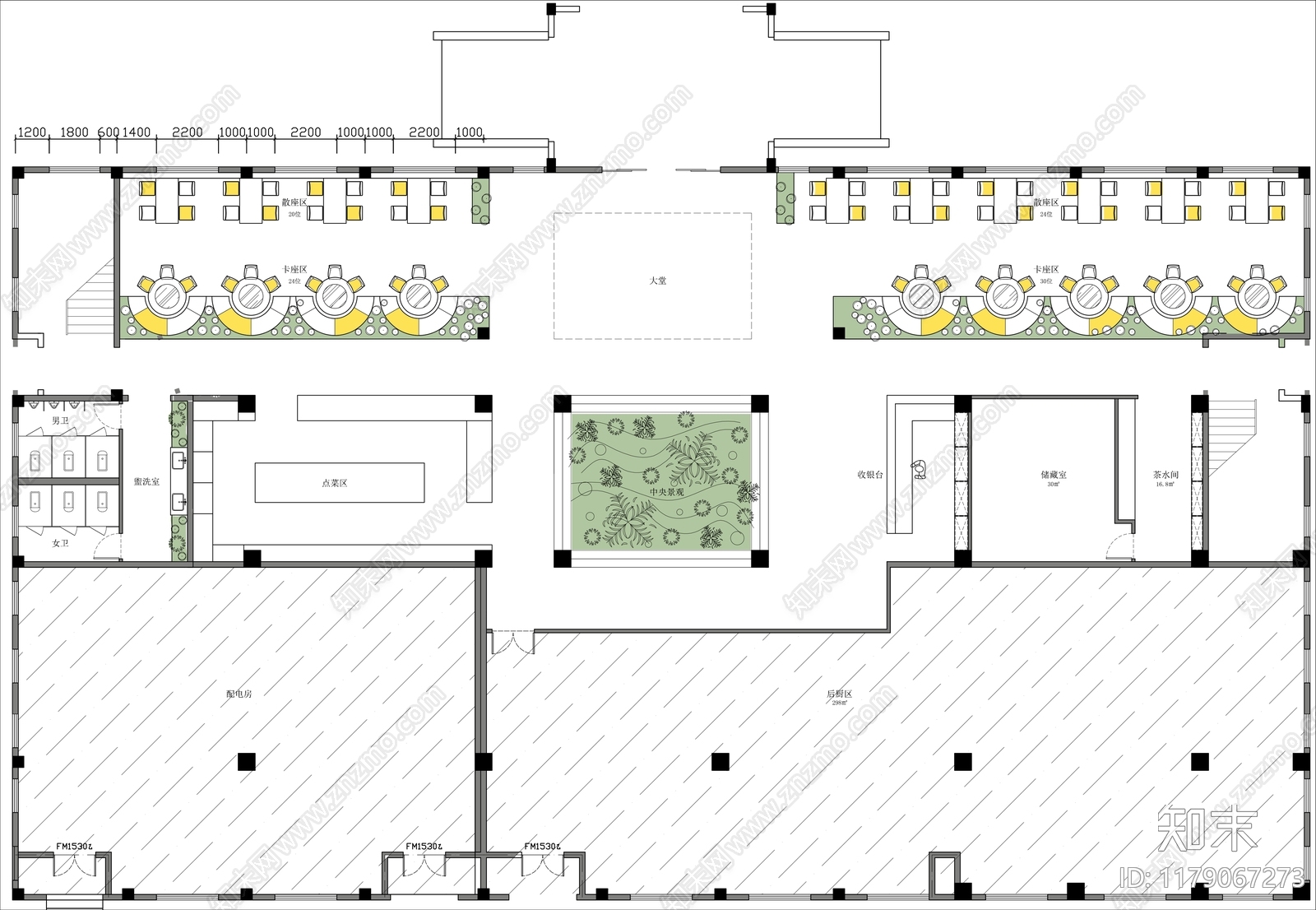 现代新中式中餐厅施工图下载【ID:1179067273】