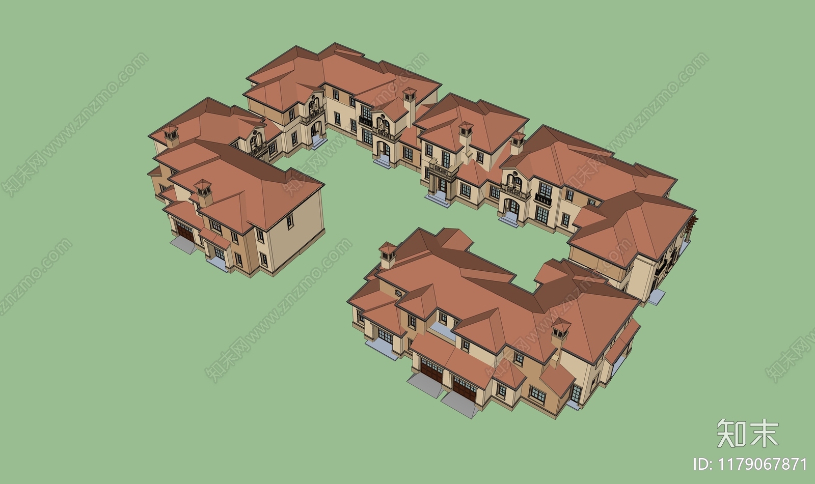 欧式意式别墅SU模型下载【ID:1179067871】