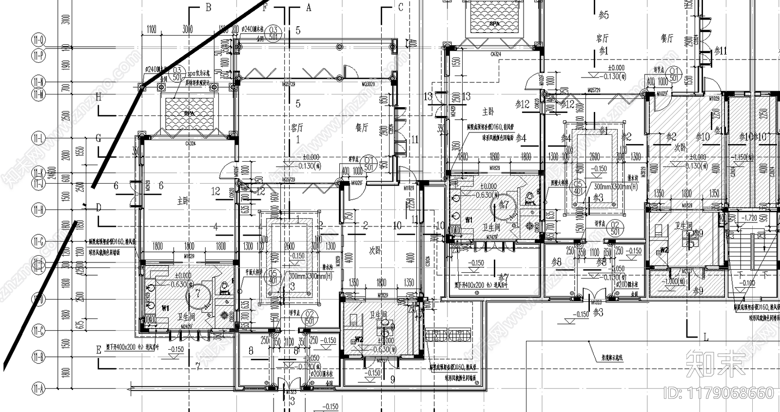 中式酒店建筑cad施工图下载【ID:1179068660】