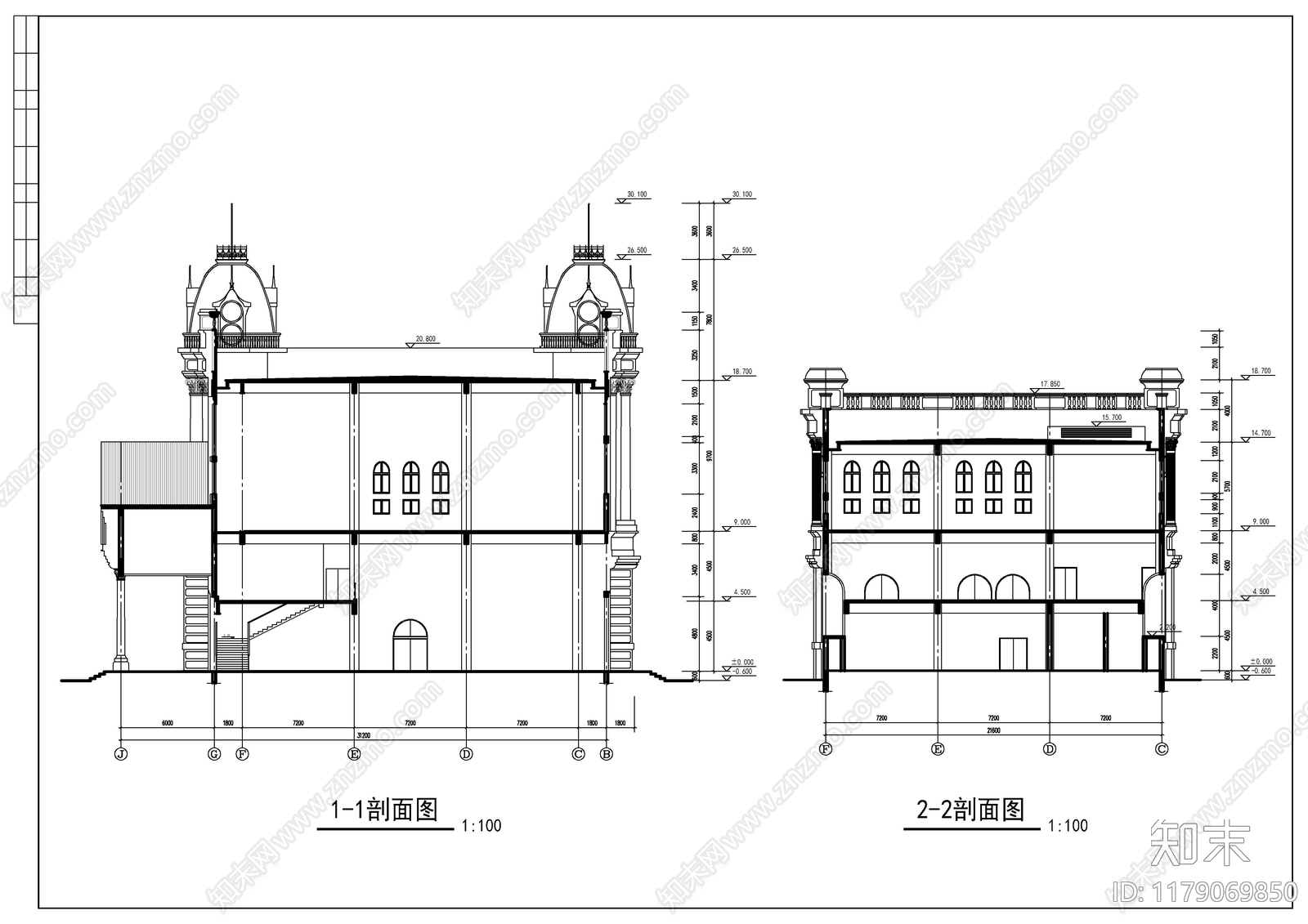 现代欧式酒店建筑cad施工图下载【ID:1179069850】