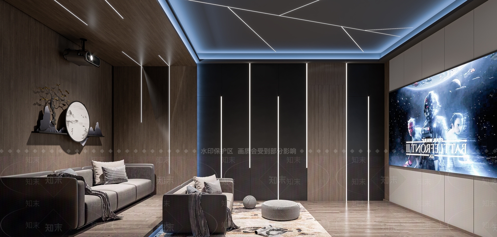 新中式影音室3D模型下载【ID:1179078081】