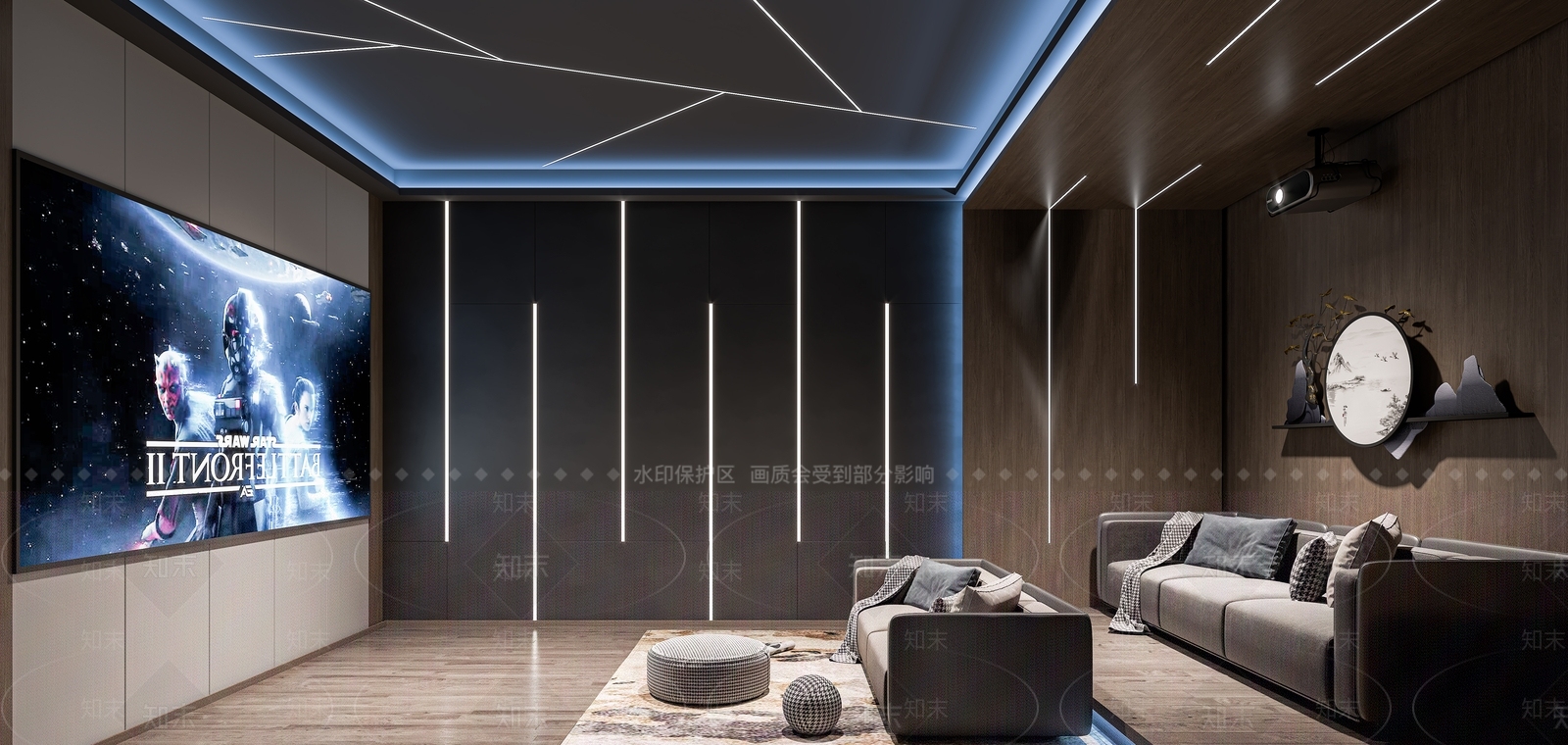 新中式影音室3D模型下载【ID:1179078081】