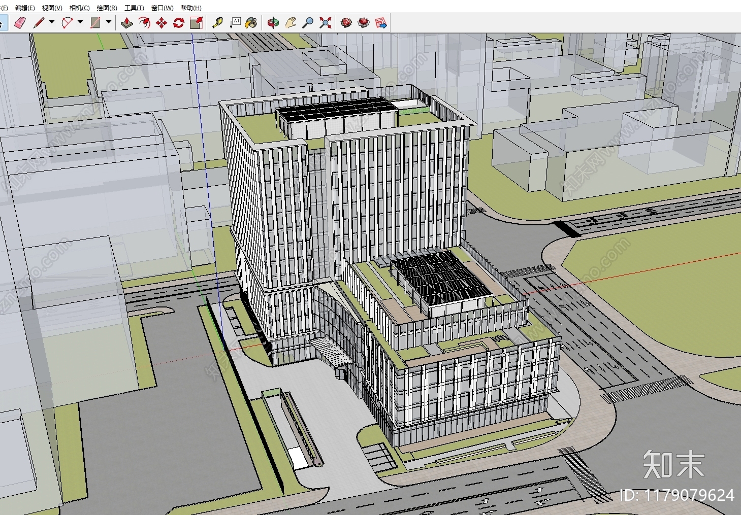 现代办公楼SU模型下载【ID:1179079624】