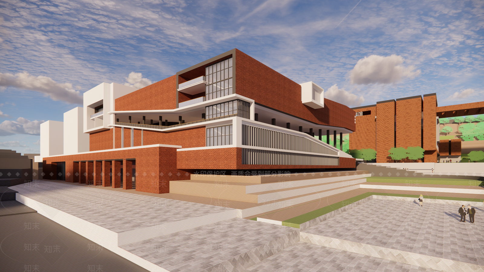 现代新中式学校建筑SU模型下载【ID:1179080527】