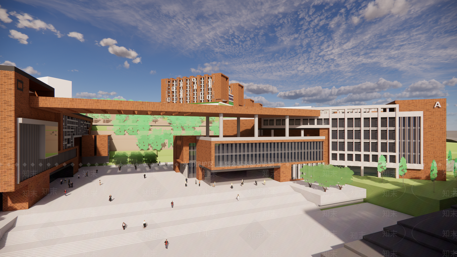 现代新中式学校建筑SU模型下载【ID:1179080527】