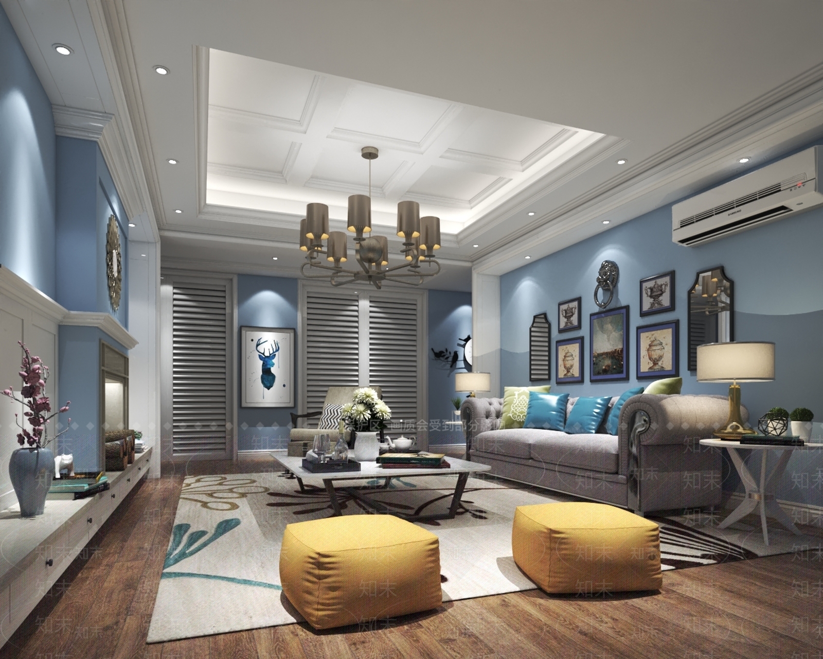 欧式简欧家居客厅3D模型下载【ID:1179081237】