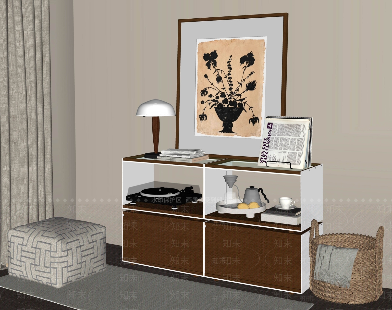 现代中古储物柜SU模型下载【ID:1179087158】