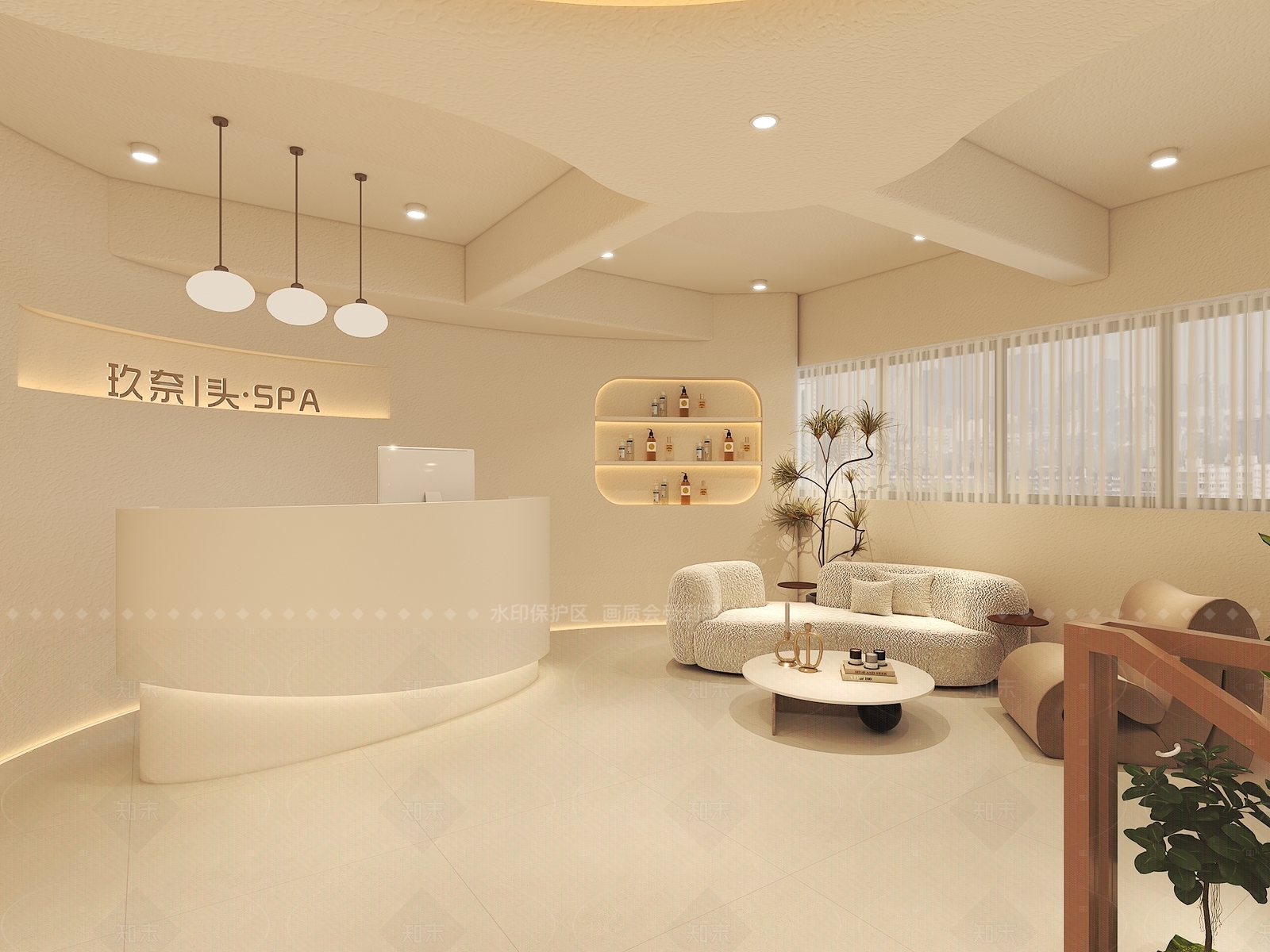 奶油侘寂美容院3D模型下载【ID:1179093525】