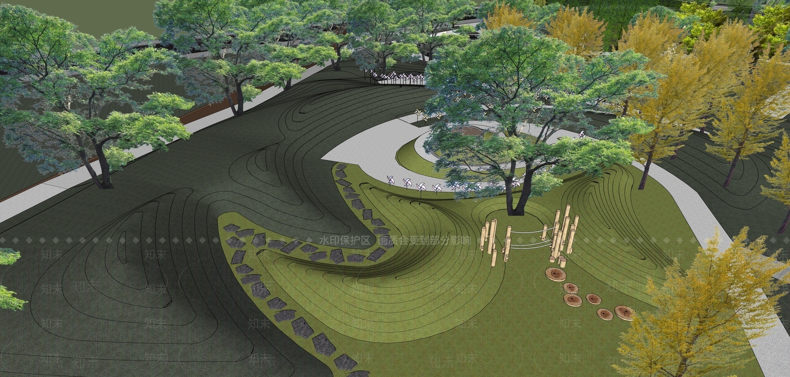 现代景观公园SU模型下载【ID:1179123177】