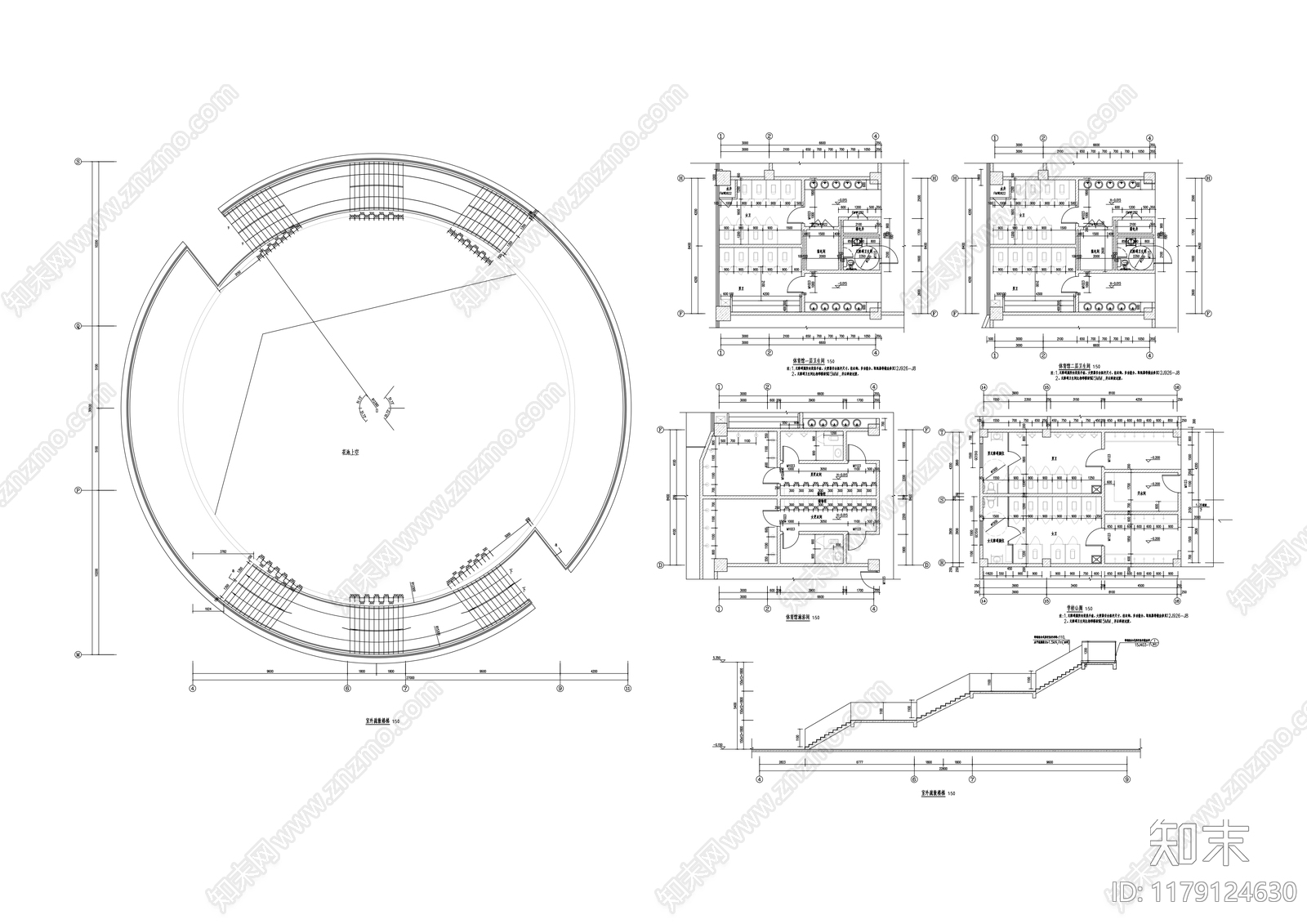 现代学校建筑cad施工图下载【ID:1179124630】