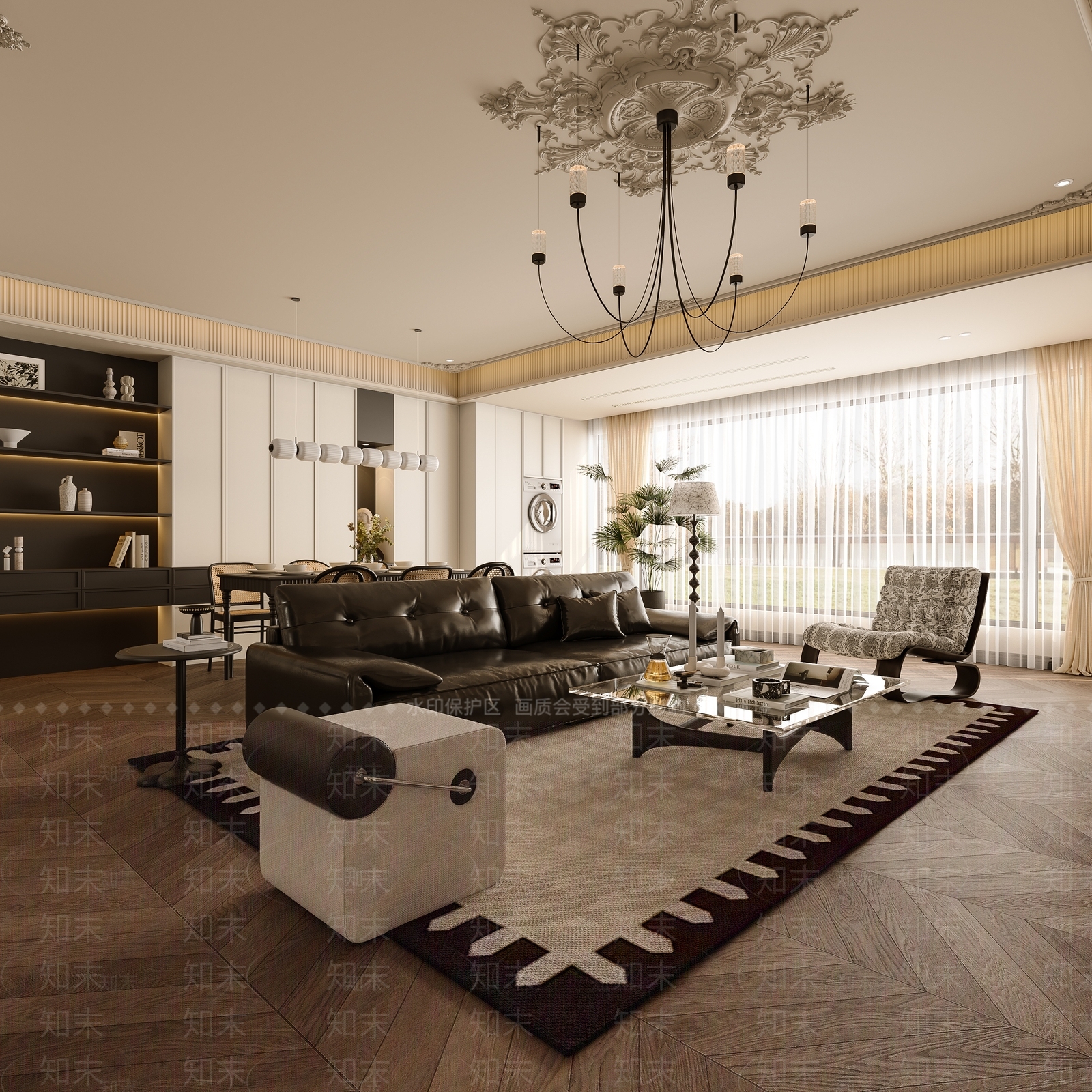 法式美式客餐厅3D模型下载【ID:1179125972】