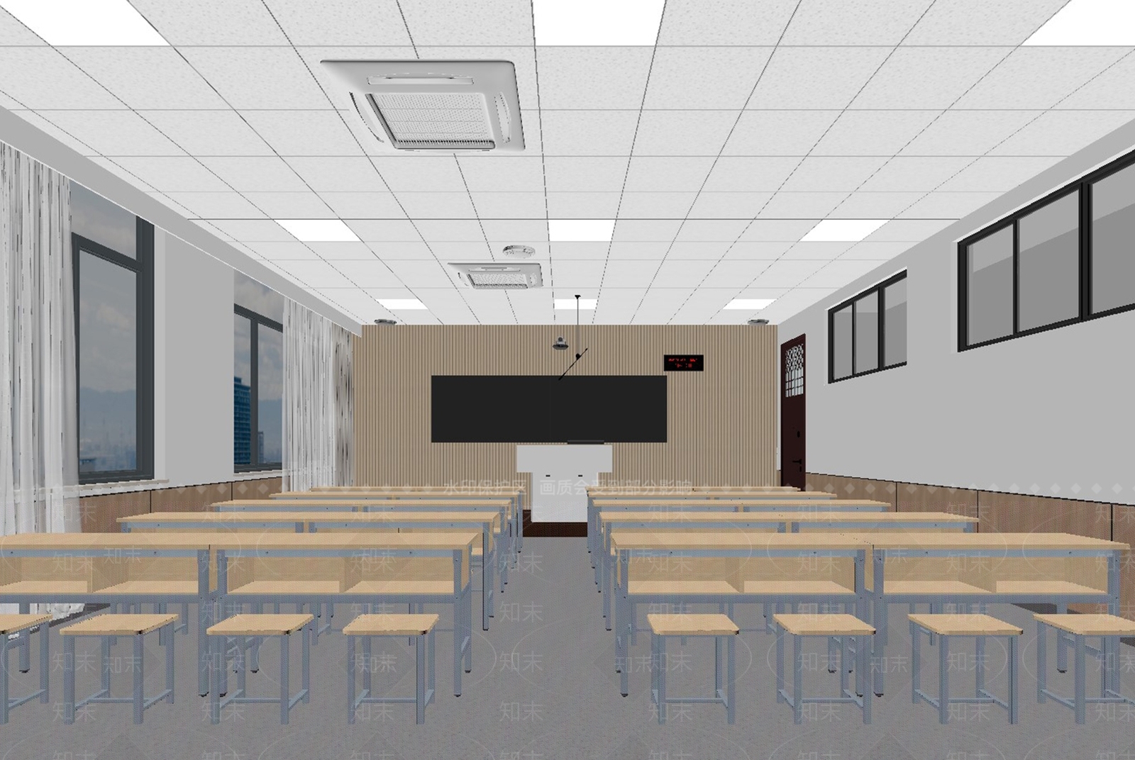 现代教室SU模型下载【ID:1179132673】